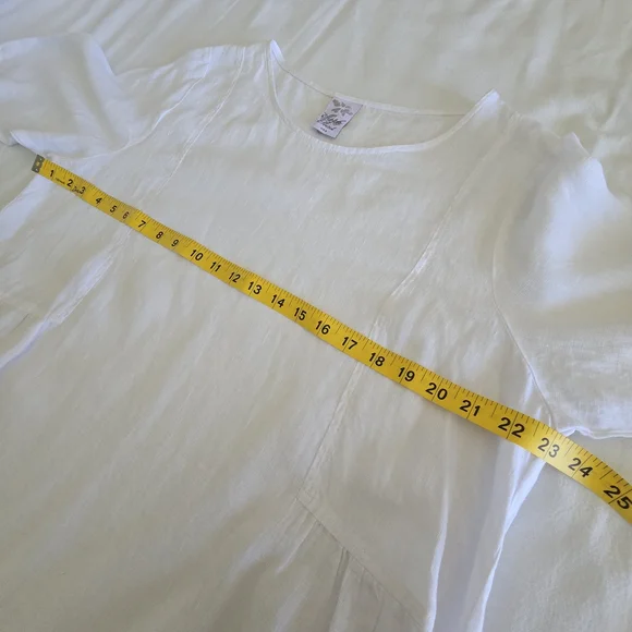 Match Point Linen Mini Dress Tunic Cover-Up USA Made Coastal Minimalist L - Picture 12 of 12